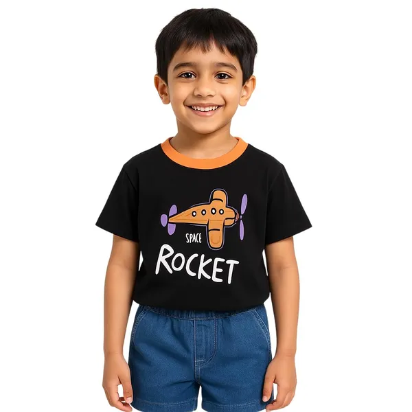 Black_Trendy_&_Comfortable_Space_Rocket_Denim_Shorts_Set_For_Boys