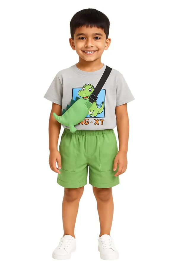 Grey_Trendy_&_Comfortable_Dinosaur_Shorts_Set_For_Boys