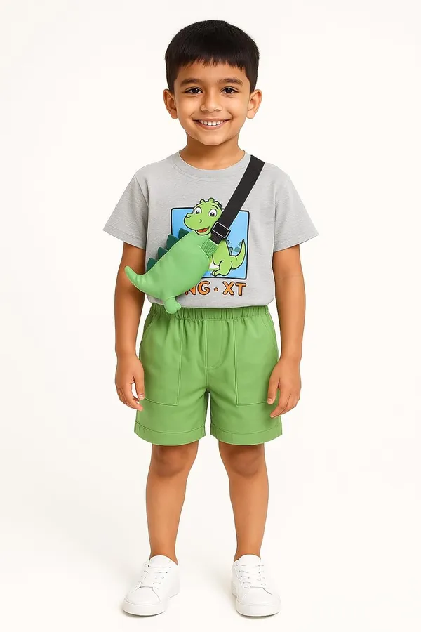 Grey_Trendy_&_Comfortable_Dinosaur_Shorts_Set_For_Boys