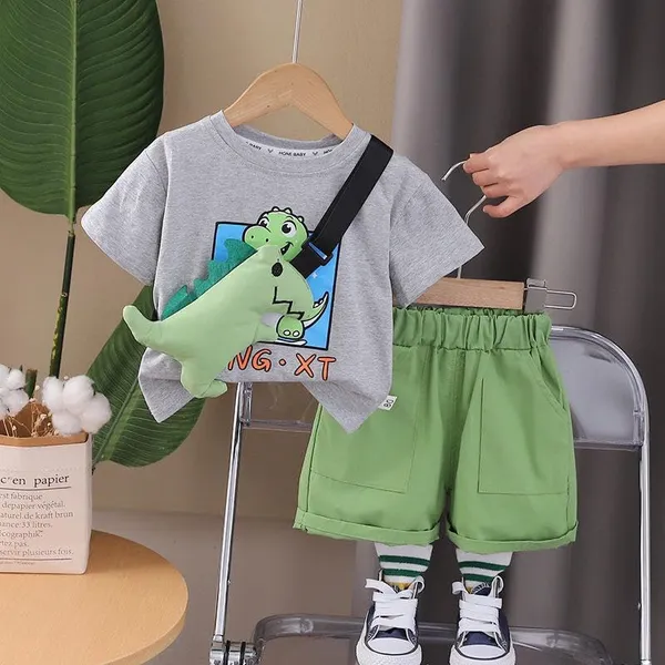Grey_Trendy_&_Comfortable_Dinosaur_Shorts_Set_For_Boys