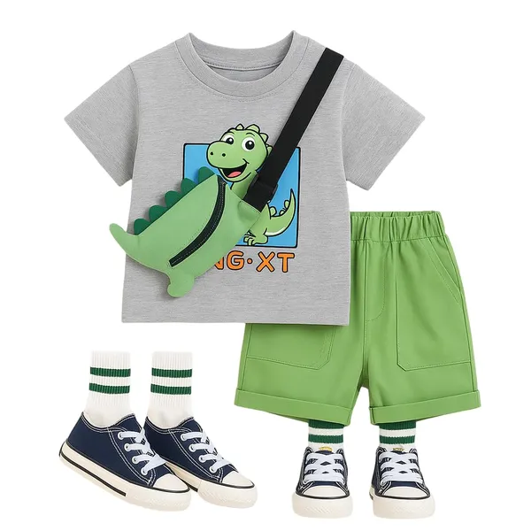 Grey_Trendy_&_Comfortable_Dinosaur_Shorts_Set_For_Boys