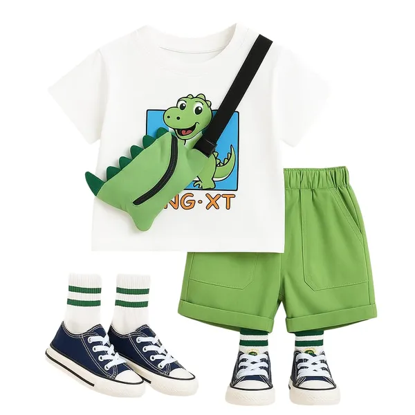 White_Trendy_&_Comfortable_Dinosaur_Shorts_Set_For_Boys
