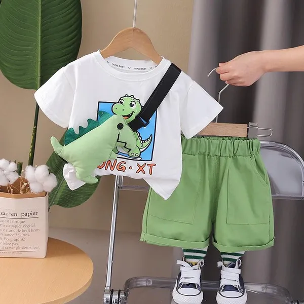 White_Trendy_&_Comfortable_Dinosaur_Shorts_Set_For_Boys
