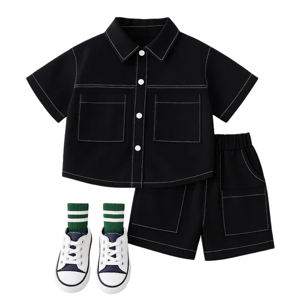 Black_Trendy_&_Comfortable_Matching_Short_Set_For_Boys