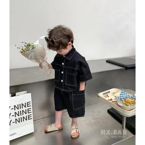Black_Trendy_&_Comfortable_Matching_Short_Set_For_Boys