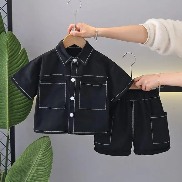 Black_Trendy_&_Comfortable_Matching_Short_Set_For_Boys