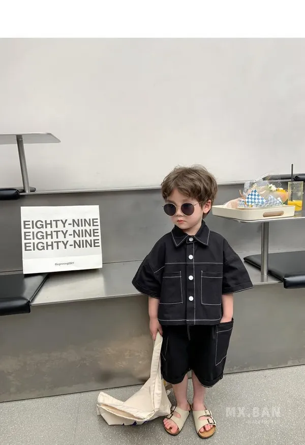 Black_Trendy_&_Comfortable_Matching_Short_Set_For_Boys