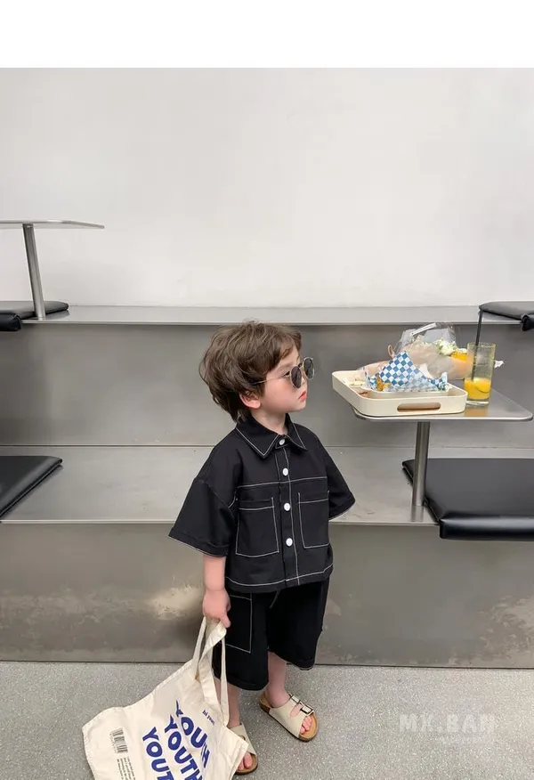 Black_Trendy_&_Comfortable_Matching_Short_Set_For_Boys
