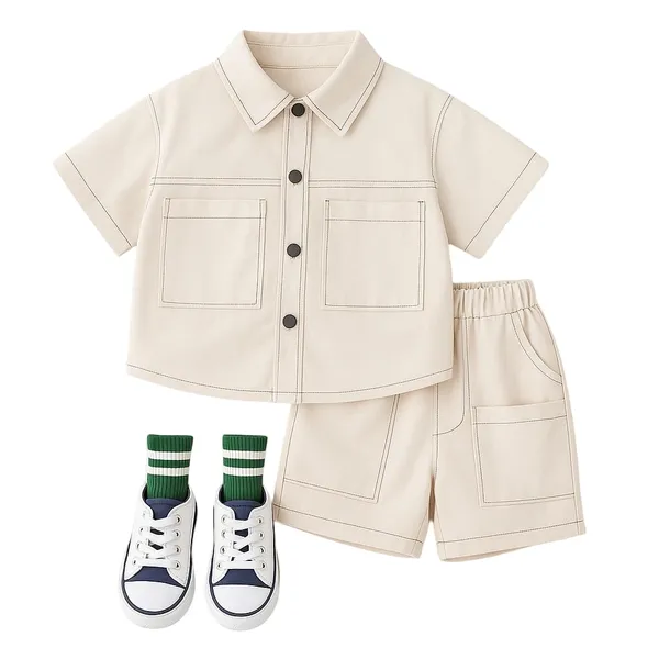 White_Trendy_&_Comfortable_Matching_Short_Set_For_Boys