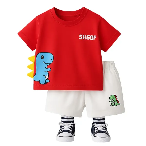 Red_Trendy_&_Comfortable_Animal_Lover/Shorts_Set_For_Boys