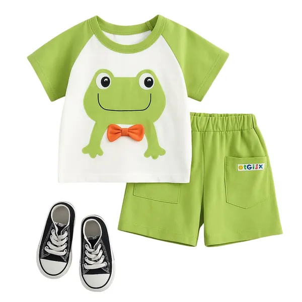 Green_Trendy_&_Comfortable_Frog_Matching_Short_Set_For_Boys