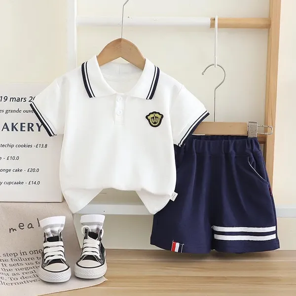 White_Trendy_&_Comfortable_Polo_T-Shirt_Shorts_Set_For_Boys