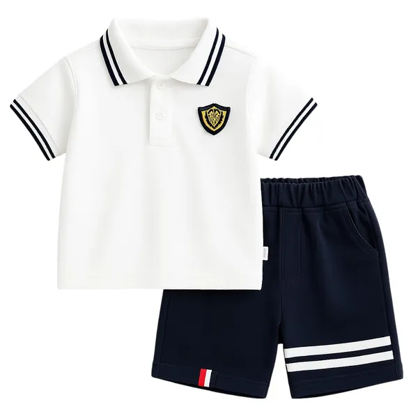 White_Trendy_&_Comfortable_Polo_T-Shirt_Shorts_Set_For_Boys
