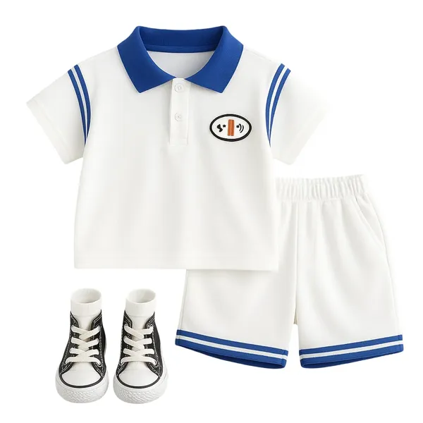 White_Trendy_&_Comfortable_Polo_T-Shirt_Shorts_Set_For_Boys