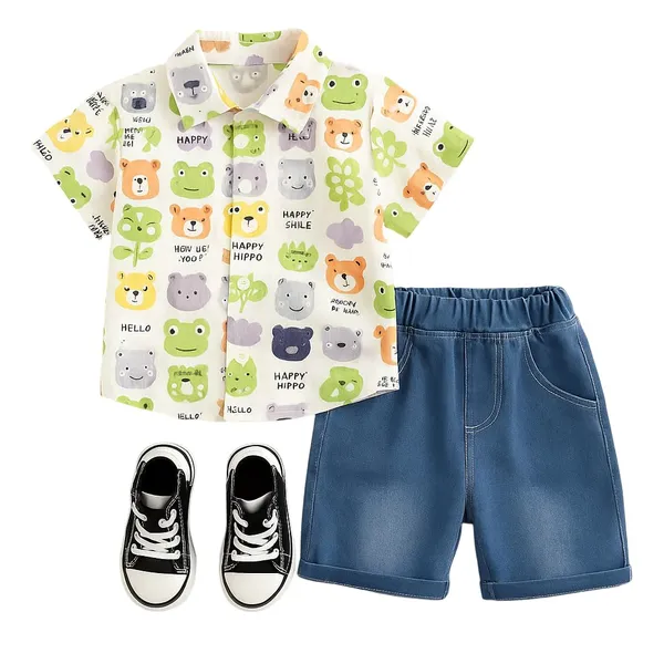 Green_Trendy_&_Comfortable_Animal_Denim_Shorts_Set_For_Boys