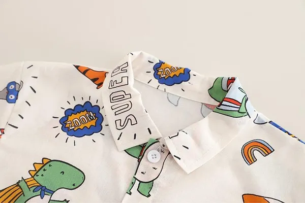 White_Trendy_&_Comfortable_Animal_Denim_Shorts_Set_For_Boys