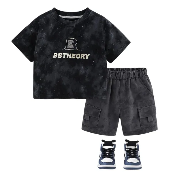 Black_Trendy_&_Comfortable_Marble_Designed_T-Shirt_Shorts_Set_For_Boys