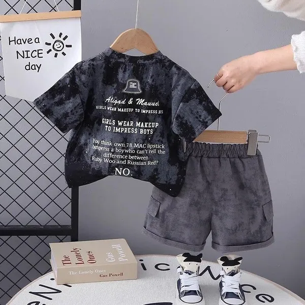 Black_Trendy_&_Comfortable_Marble_Designed_T-Shirt_Shorts_Set_For_Boys