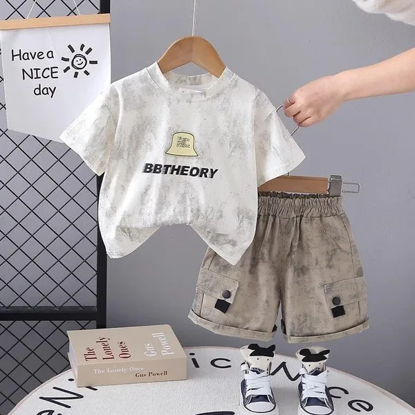 Cream_Trendy_&_Comfortable_Marble_Designed_T-Shirt_Shorts_Set_For_Boys