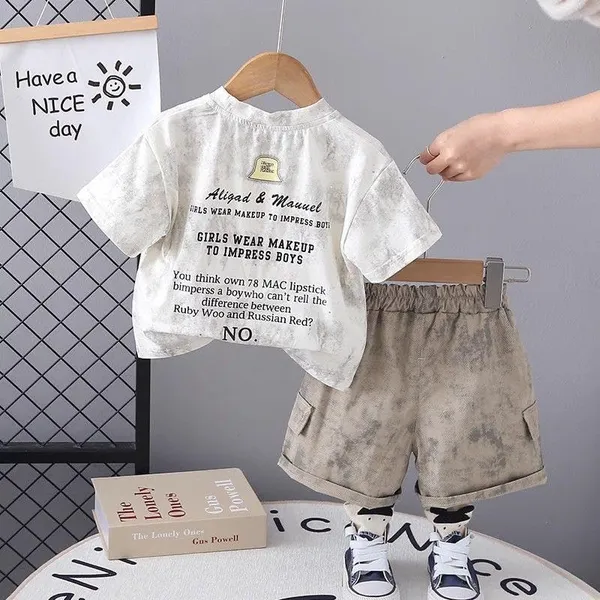 Cream_Trendy_&_Comfortable_Marble_Designed_T-Shirt_Shorts_Set_For_Boys