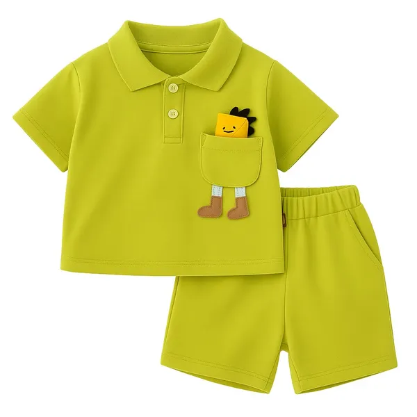 Green_Trendy_&_Comfortable_Polo_T-Shirt_Matching_Shorts_Set_For_Boys