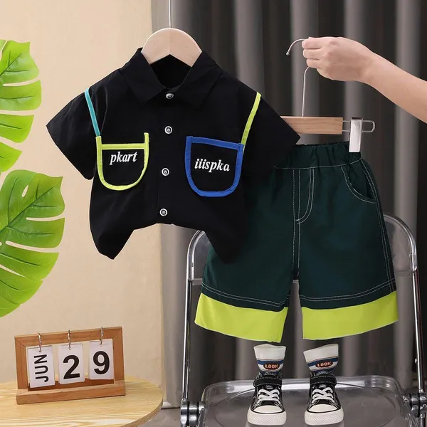 Black_Trendy_&_Comfortable_Shirt_Shorts_Set_For_Boys