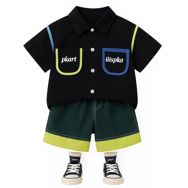 Black_Trendy_&_Comfortable_Shirt_Shorts_Set_For_Boys