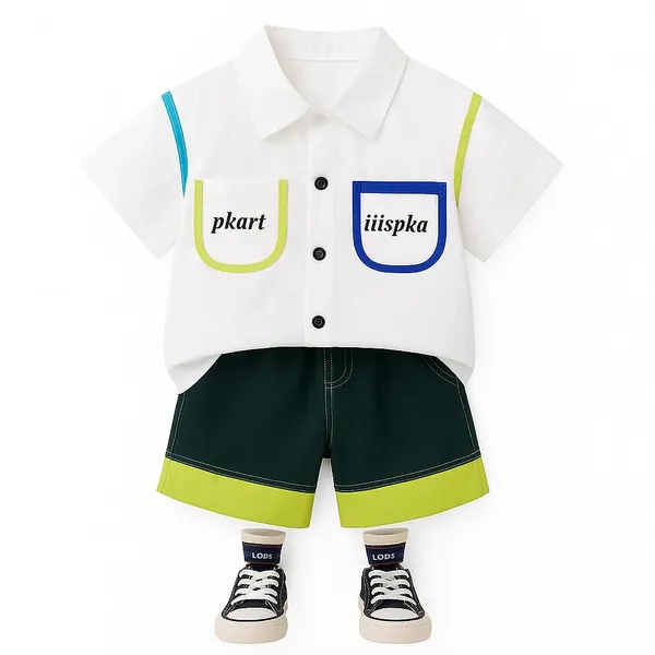 White_Trendy_&_Comfortable_Shirt_Shorts_Set_For_Boys