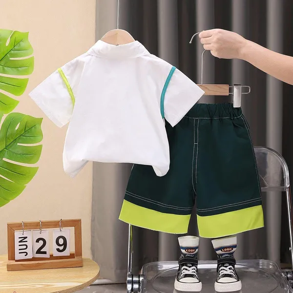 White_Trendy_&_Comfortable_Shirt_Shorts_Set_For_Boys