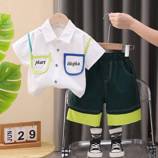 White_Trendy_&_Comfortable_Shirt_Shorts_Set_For_Boys