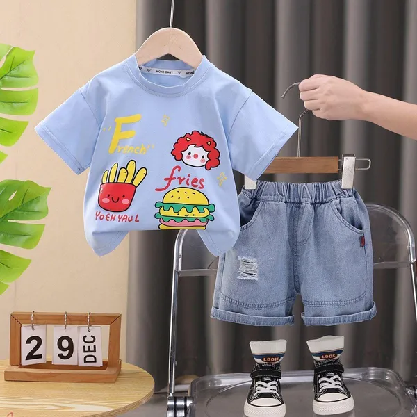 Blue_Trendy_&_Comfortable_French_Fries_Denim_Shorts_Set_For_Boys