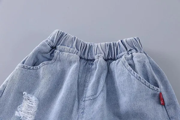 Cream_Trendy_&_Comfortable_French_Fries_Denim_Shorts_Set_For_Boys