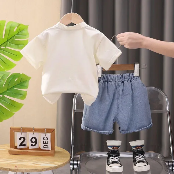 Cream_Trendy_&_Comfortable_French_Fries_Denim_Shorts_Set_For_Boys