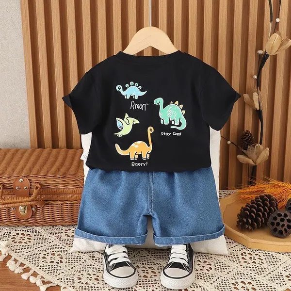 Black_Trendy_&_Comfortable_Dinosaur_T-Shirt_Denim_Set_For_Boys