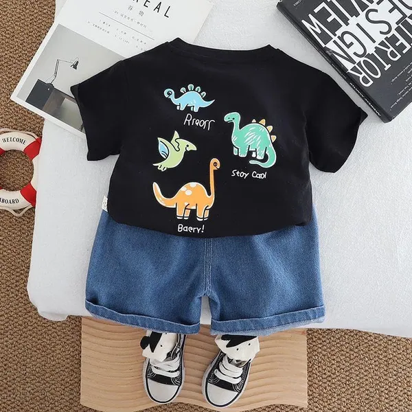 Black_Trendy_&_Comfortable_Dinosaur_T-Shirt_Denim_Set_For_Boys
