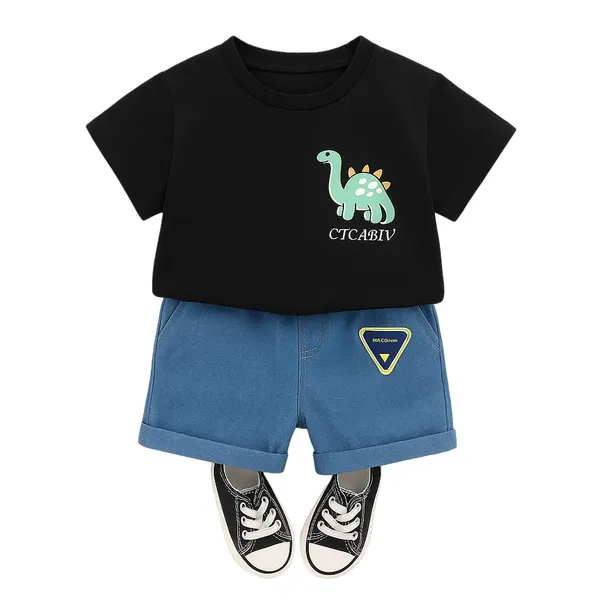Black_Trendy_&_Comfortable_Dinosaur_T-Shirt_Denim_Set_For_Boys