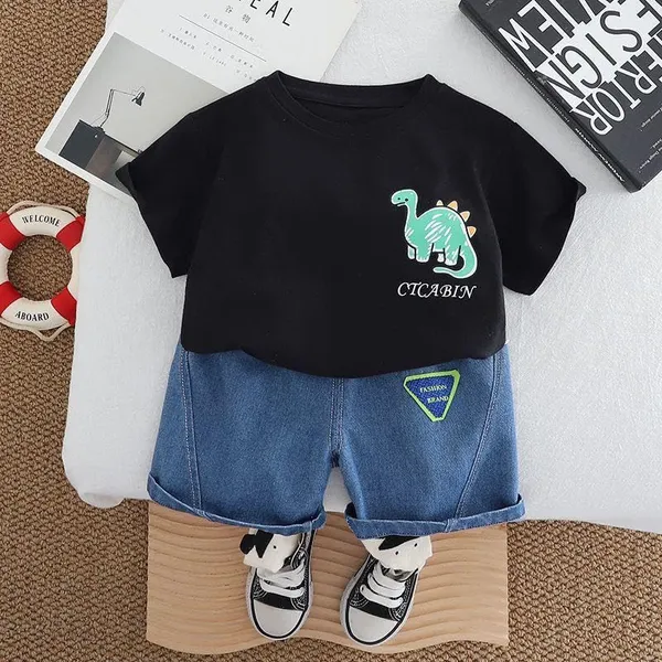 Black_Trendy_&_Comfortable_Dinosaur_T-Shirt_Denim_Set_For_Boys