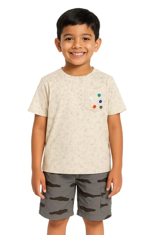 Cream_Trendy_&_Comfortable_Button_Pocket_Tee_&_Camo_Shorts_Set_For_Boys