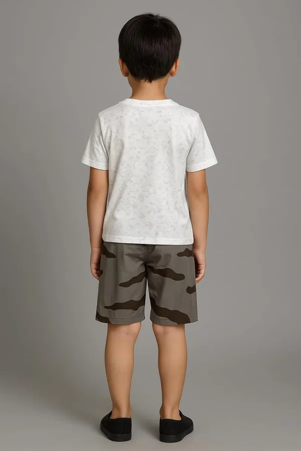 White_Trendy_&_Comfortable_Button_Pocket_Tee_&_Camo_Shorts_Set_For_Boys