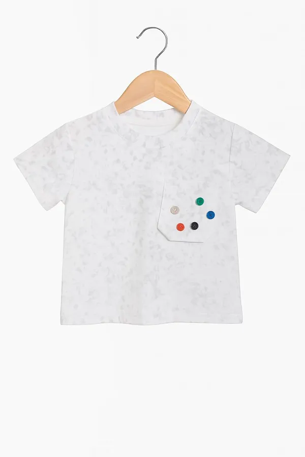 White_Trendy_&_Comfortable_Button_Pocket_Tee_&_Camo_Shorts_Set_For_Boys