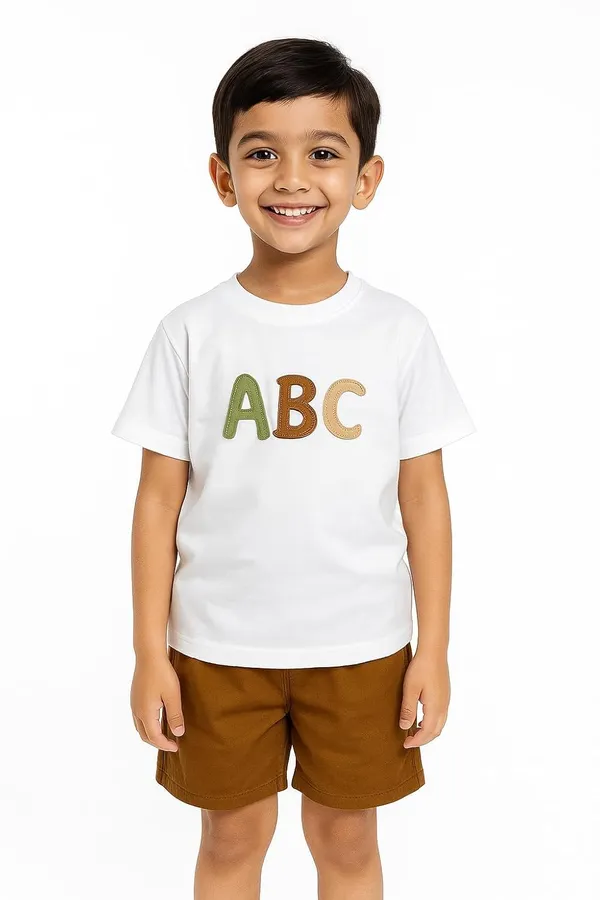 Dark_Brown_Printed_Casual_Wear_Cotton_T-Shirt_&_Shorts_Set_For_Baby_Boys