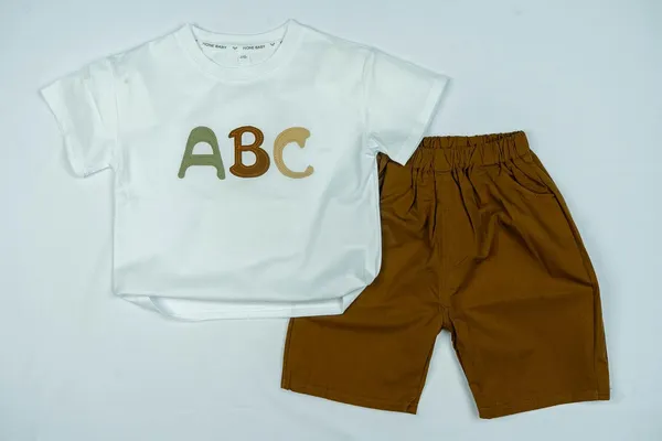 Dark_Brown_Printed_Casual_Wear_Cotton_T-Shirt_&_Shorts_Set_For_Baby_Boys