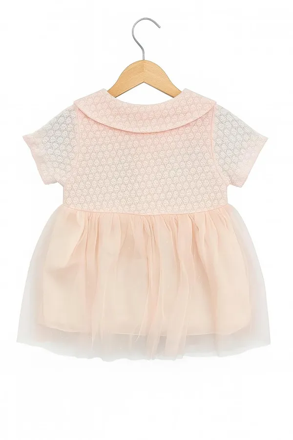Pink_Trendy_&_Comfortable_Textured_Cream_Knit_Bodice_With_Short_Sleeves_And_An_Adorable_Peter_Pan_Collar_For_Girls