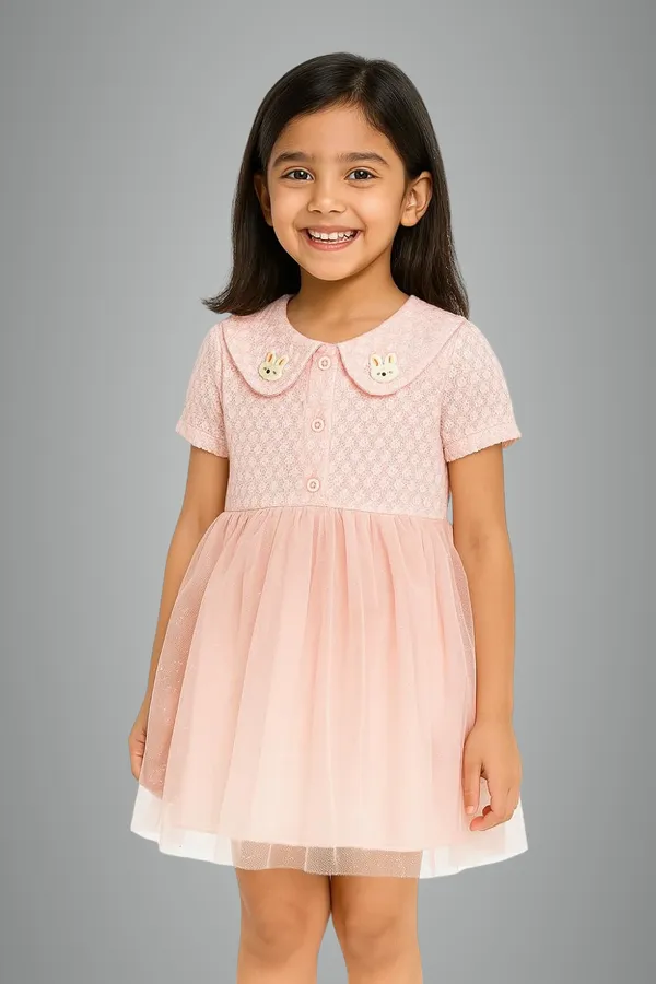 Pink_Trendy_&_Comfortable_Textured_Cream_Knit_Bodice_With_Short_Sleeves_And_An_Adorable_Peter_Pan_Collar_For_Girls