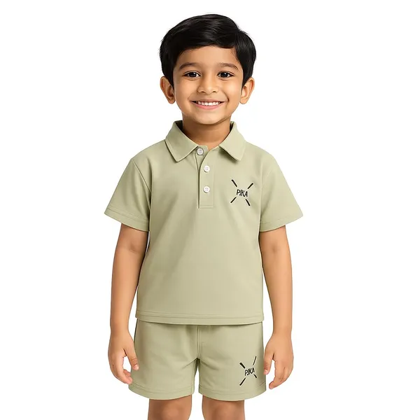 Green_Solid_Color_Casual_Wear_Cotton_T-Shirt_&_Shorts_Set_For_Baby_Boys
