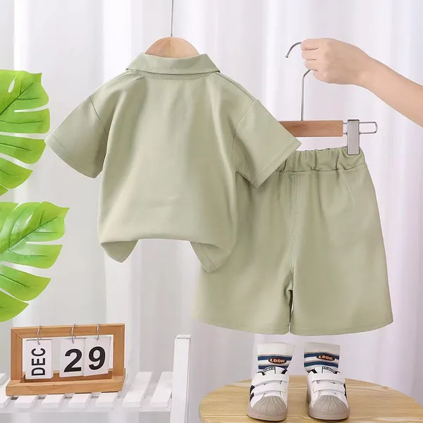 Green_Solid_Color_Casual_Wear_Cotton_T-Shirt_&_Shorts_Set_For_Baby_Boys