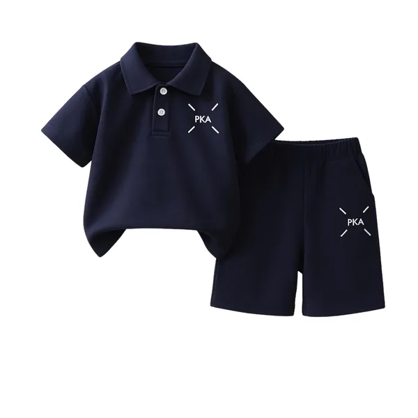 Navy_Blue_Solid_Color_Casual_Wear_Cotton_T-Shirt_&_Shorts_Set_For_Baby_Boys