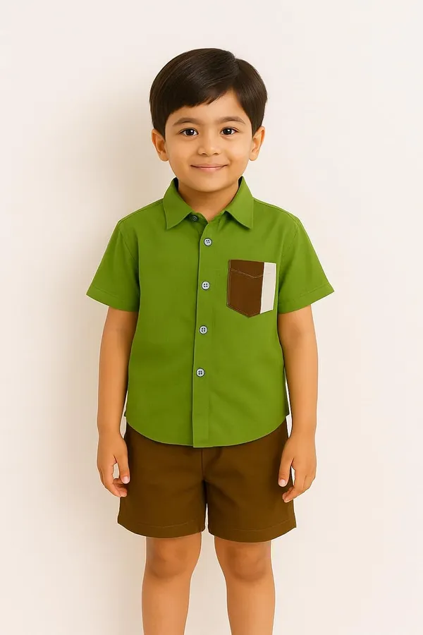 Green_Trendy_&_Comfortable_Cotton_Shirt_&_Shorts_Set_For_Baby_Boys
