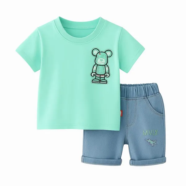 Sea_Green_Trendy_&_Comfortable_Cotton_T-Shirt_With_Shorts_For_Baby_Boys