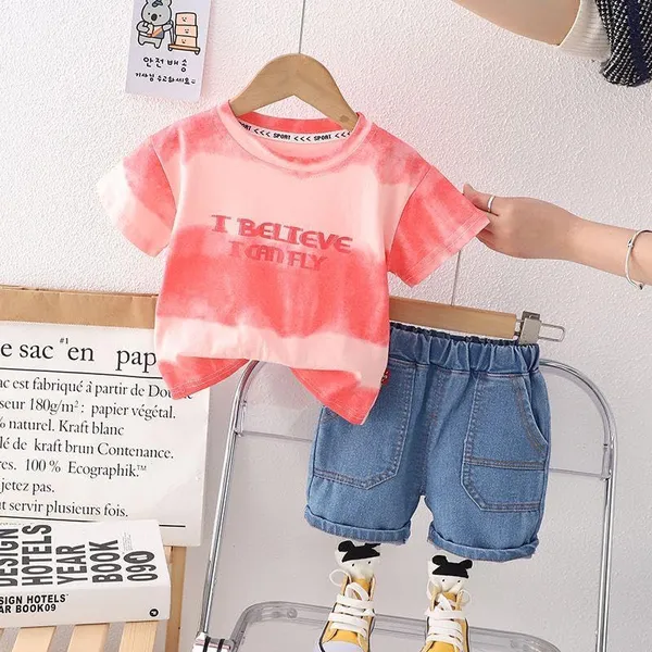 Pink_Trendy_&_Comfortable_Tie-Dye_Denim_Shorts_Set_For_Boys